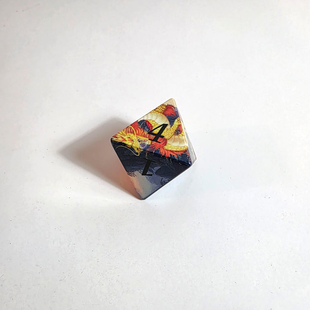 Golden Dragon’s Dawn Sharp Edge Resin Dice Set