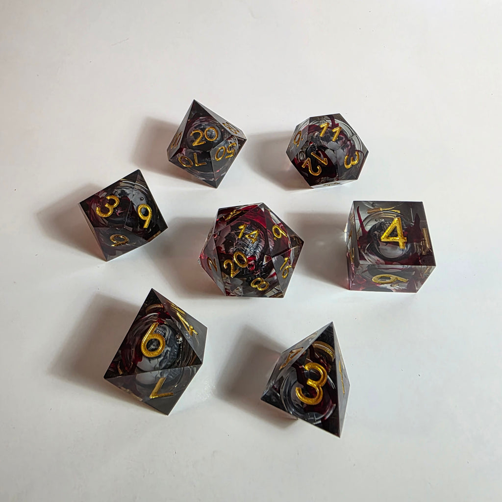 Blood Skulls Liquid Core Resin Dice Set