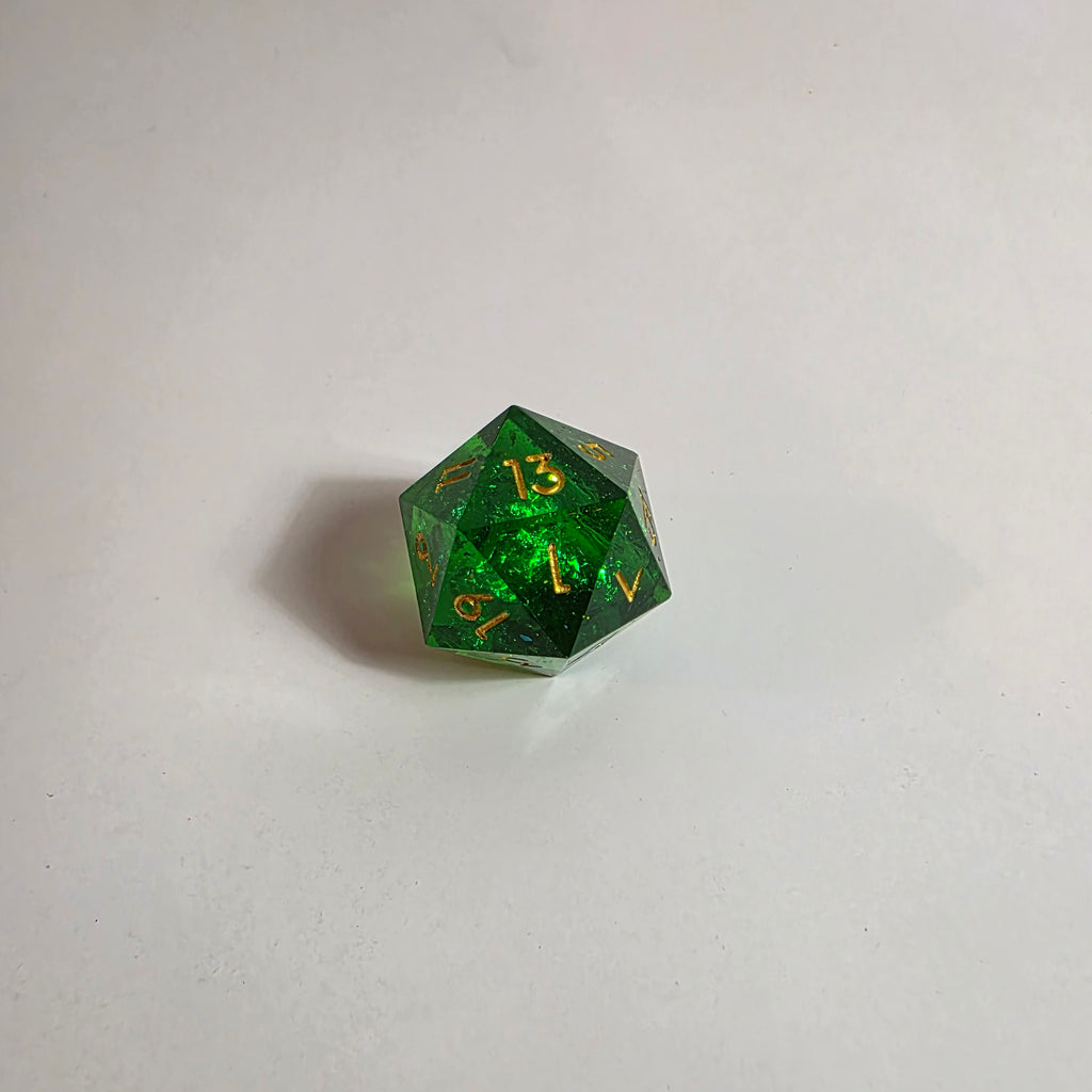 Acid Green Sharp Edge Resin Dice Set
