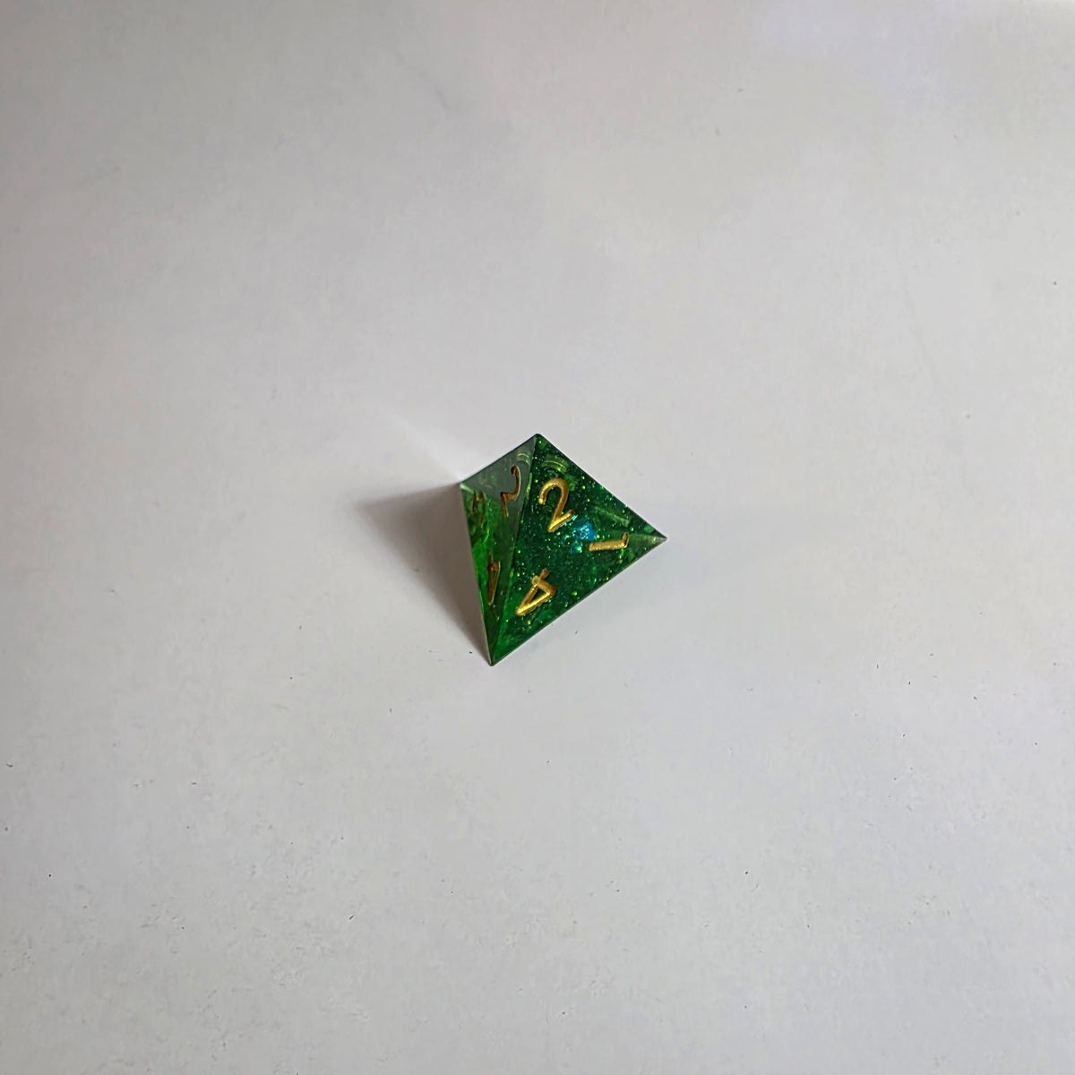 Acid Green Sharp Edge Resin Dice Set