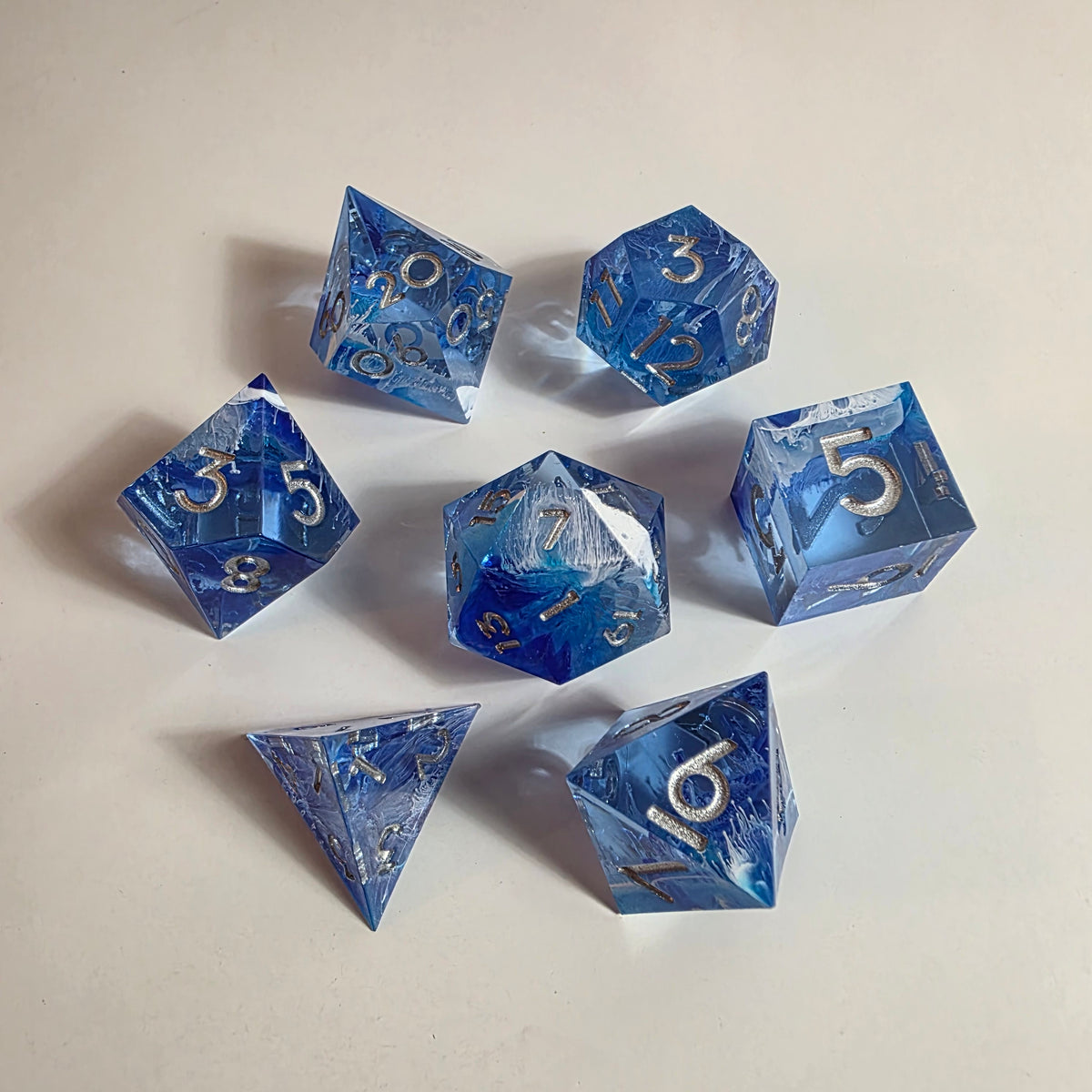 Deep Blue Waves Handmade Resin Dice Set