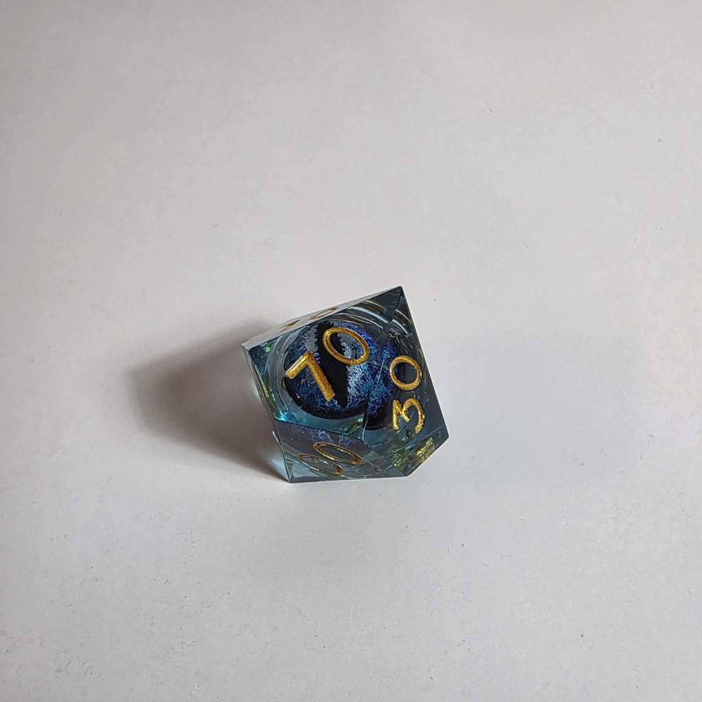 Blue Dragon Eyes Liquid Core Resin Dice Set