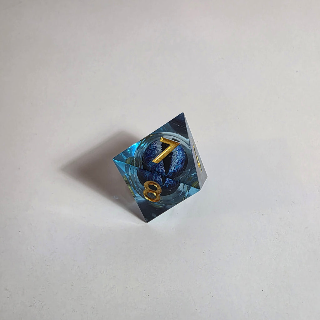 Blue Dragon Eyes Liquid Core Resin Dice Set