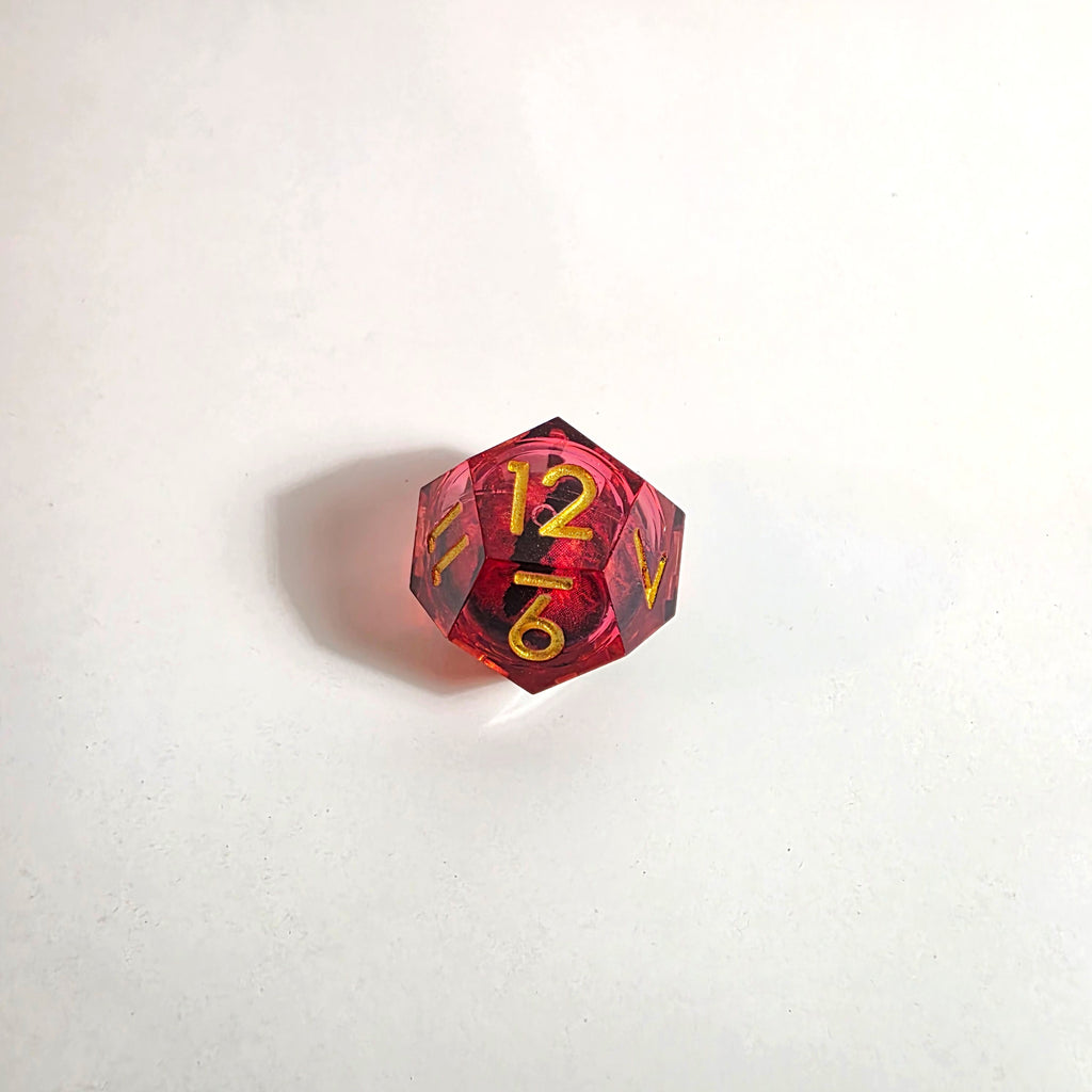 Red Dragon Eyes Liquid Core Resin Dice Set