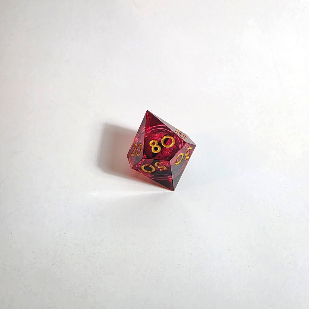 Red Dragon Eyes Liquid Core Resin Dice Set
