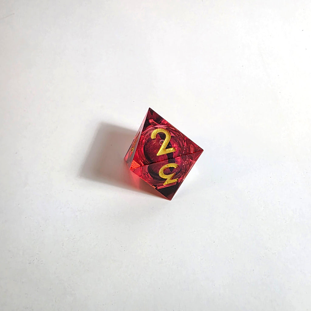 Red Dragon Eyes Liquid Core Resin Dice Set