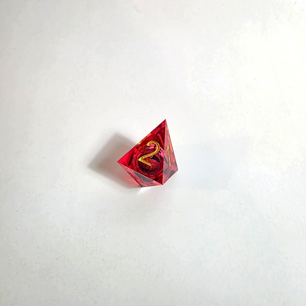 Red Dragon Eyes Liquid Core Resin Dice Set