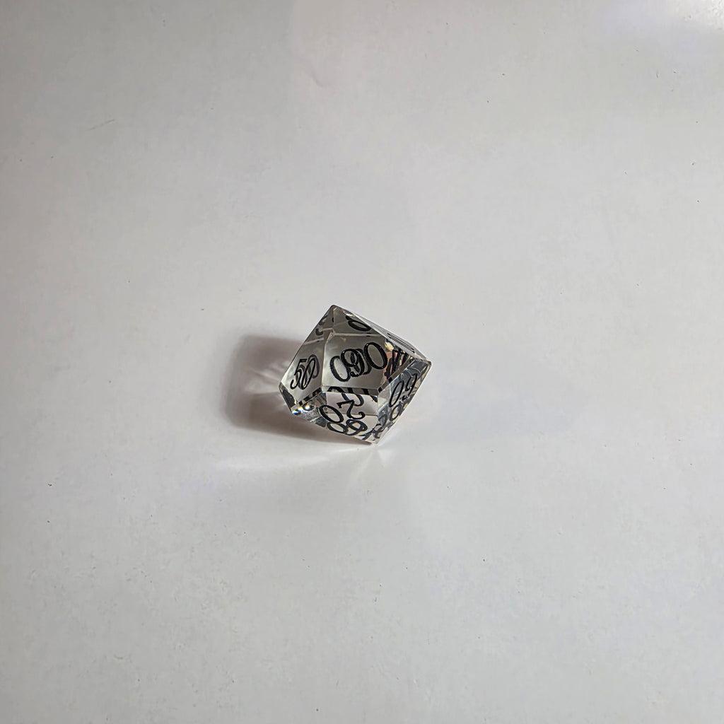 Clear Handmade Gem Cut Resin Dice Set