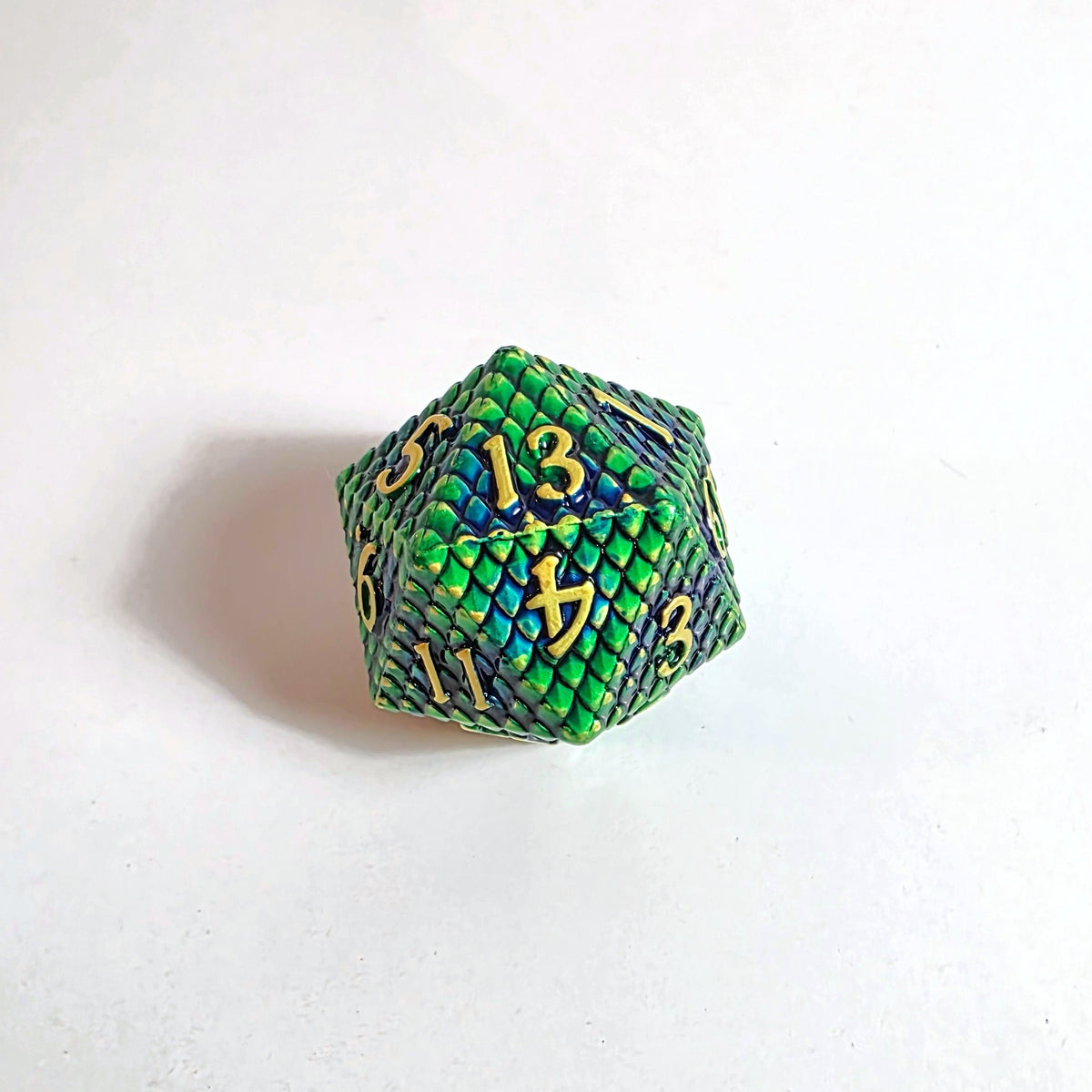 Green Scales Solid Metal Dice Set