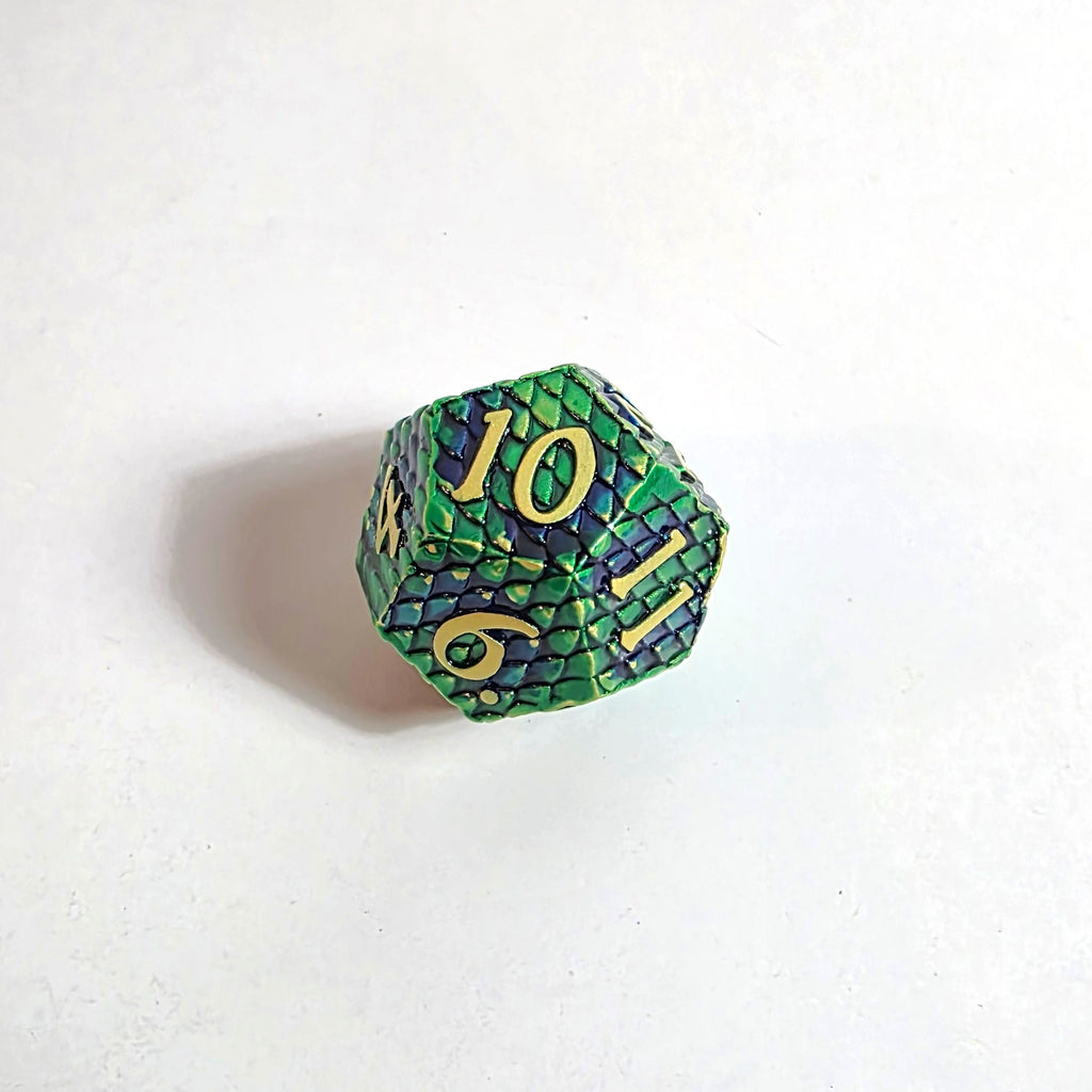 Green Scales Solid Metal Dice Set