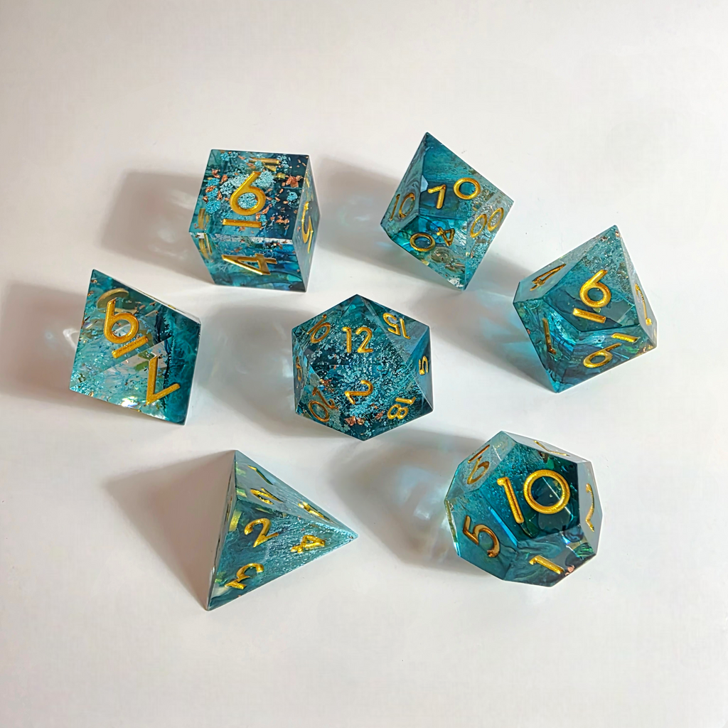 Stormy Shore Handmade Resin Dice Set