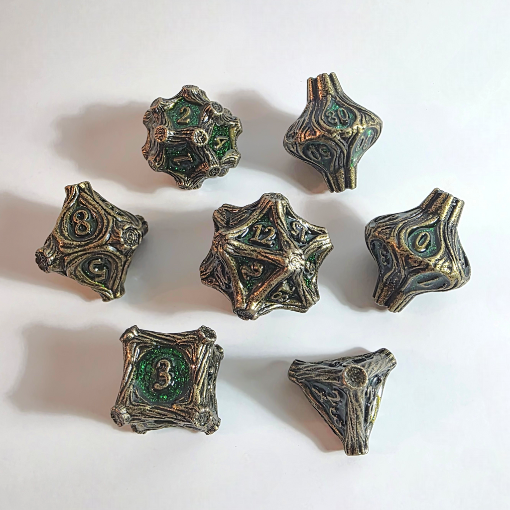 Druidic Knotwood Solid Metal Dice Set