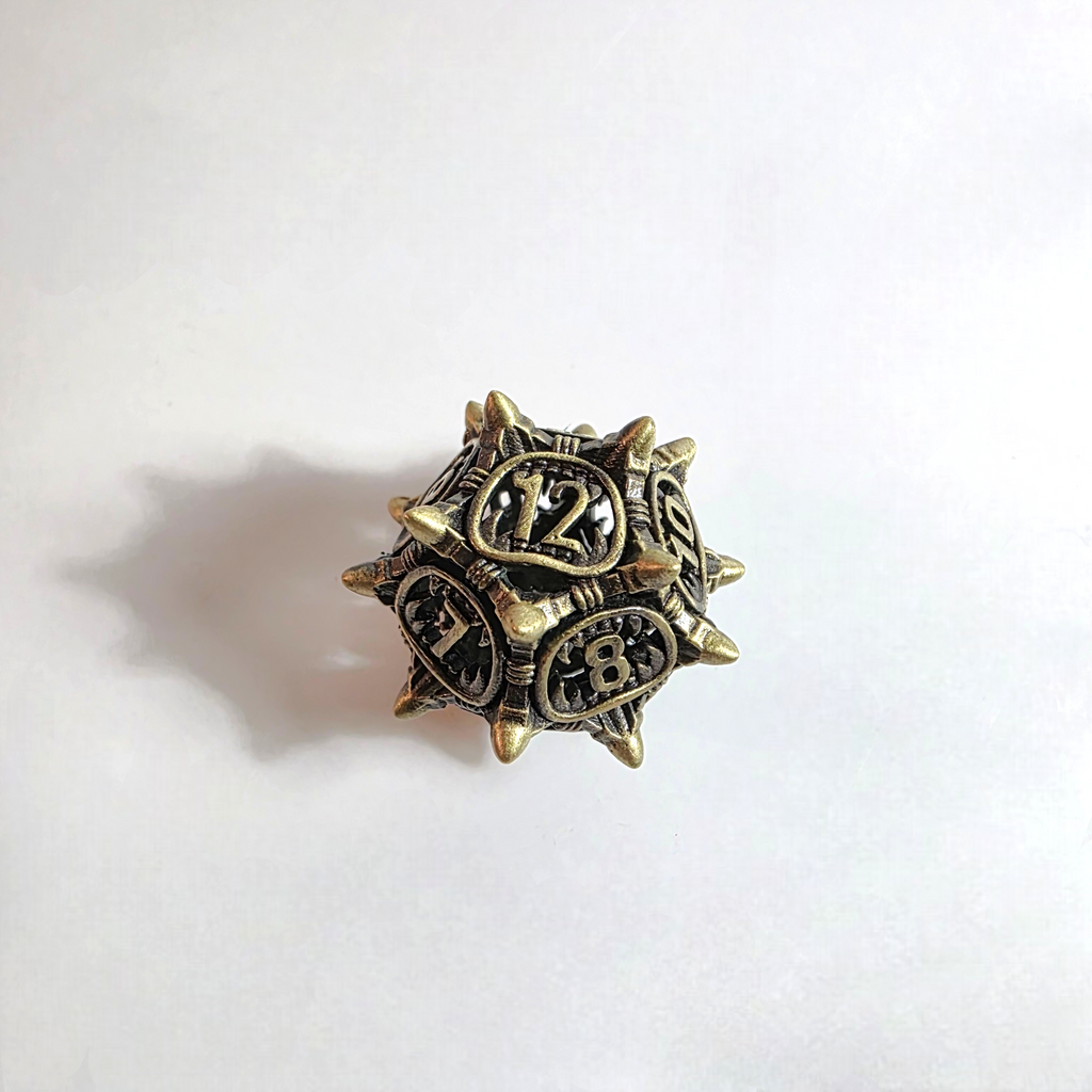 Snarling Mimic Antique Gold Hollow Metal Dice Set