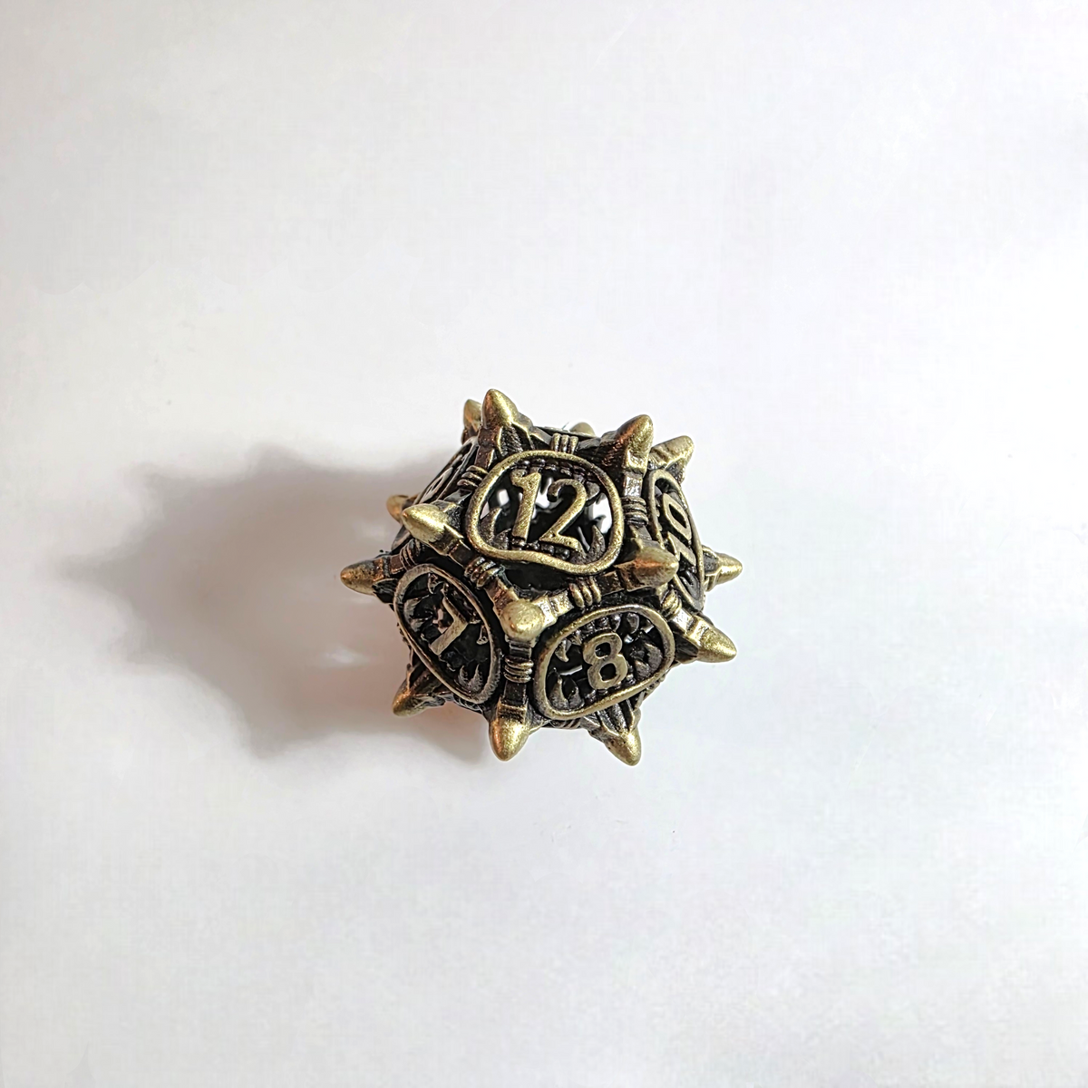 Snarling Mimic Antique Gold Hollow Metal Dice Set