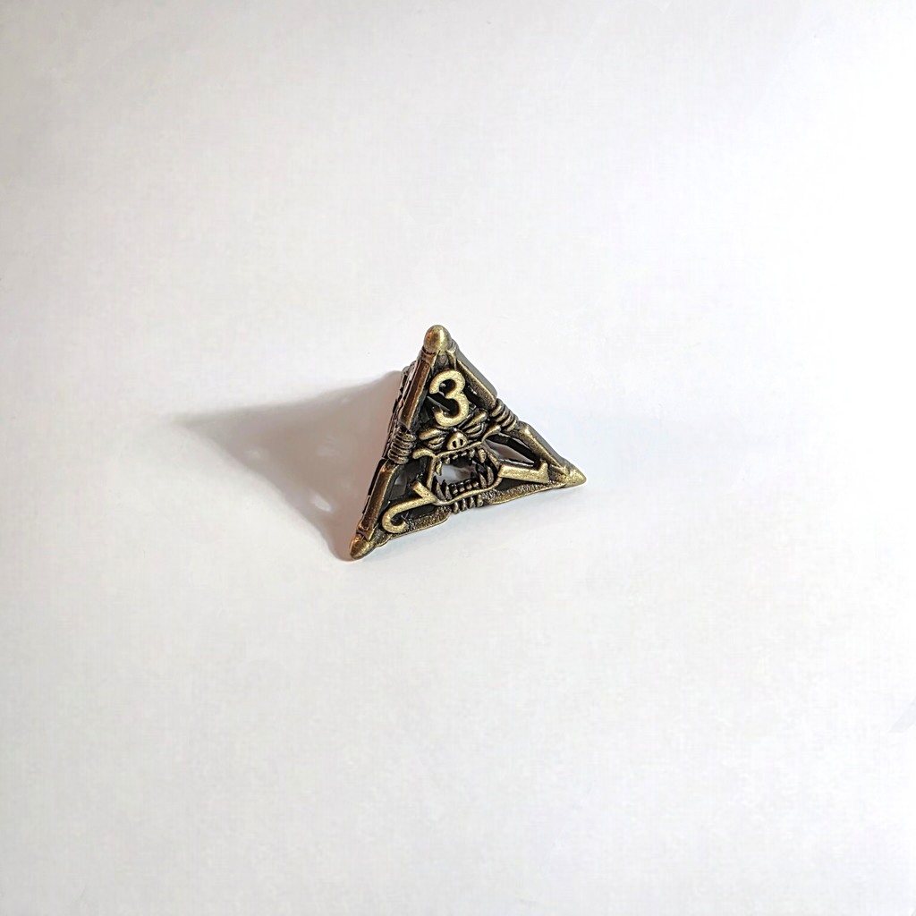 Snarling Mimic Antique Gold Hollow Metal Dice Set