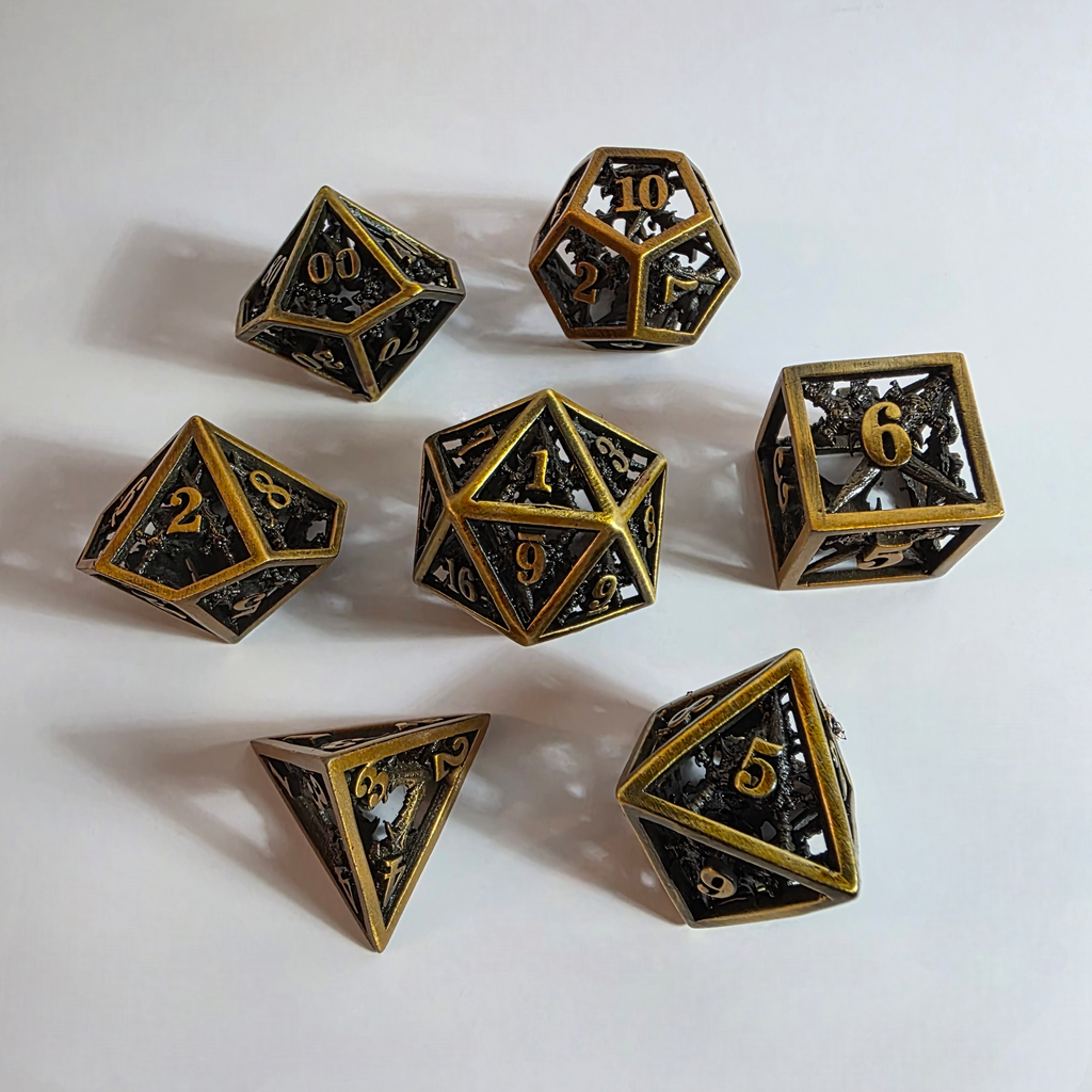 Cross Guard Hollow Metal Dice Set