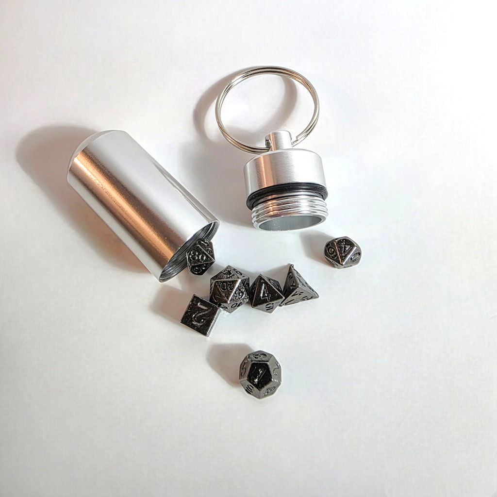 Mini Metal Dice Set w/ Tube Keyring