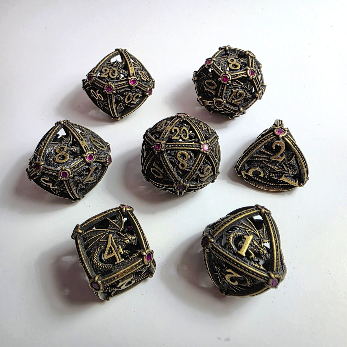 Ruby Dragonguard Hollow Metal Dice Set
