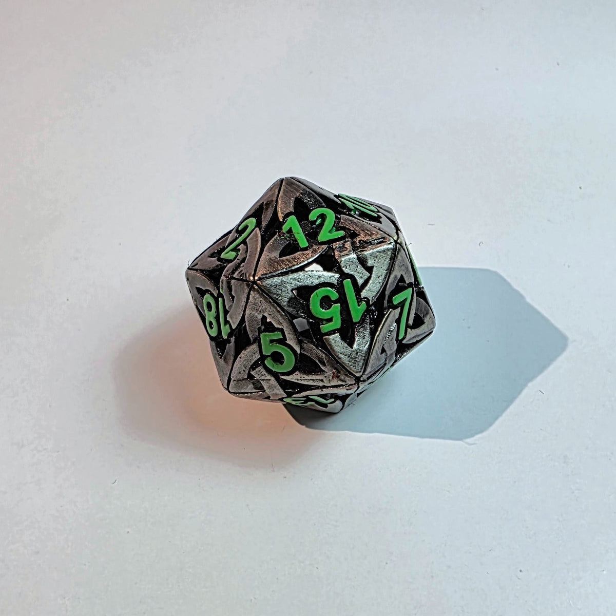 Celtic Knot Green Hollow Metal Dice Set