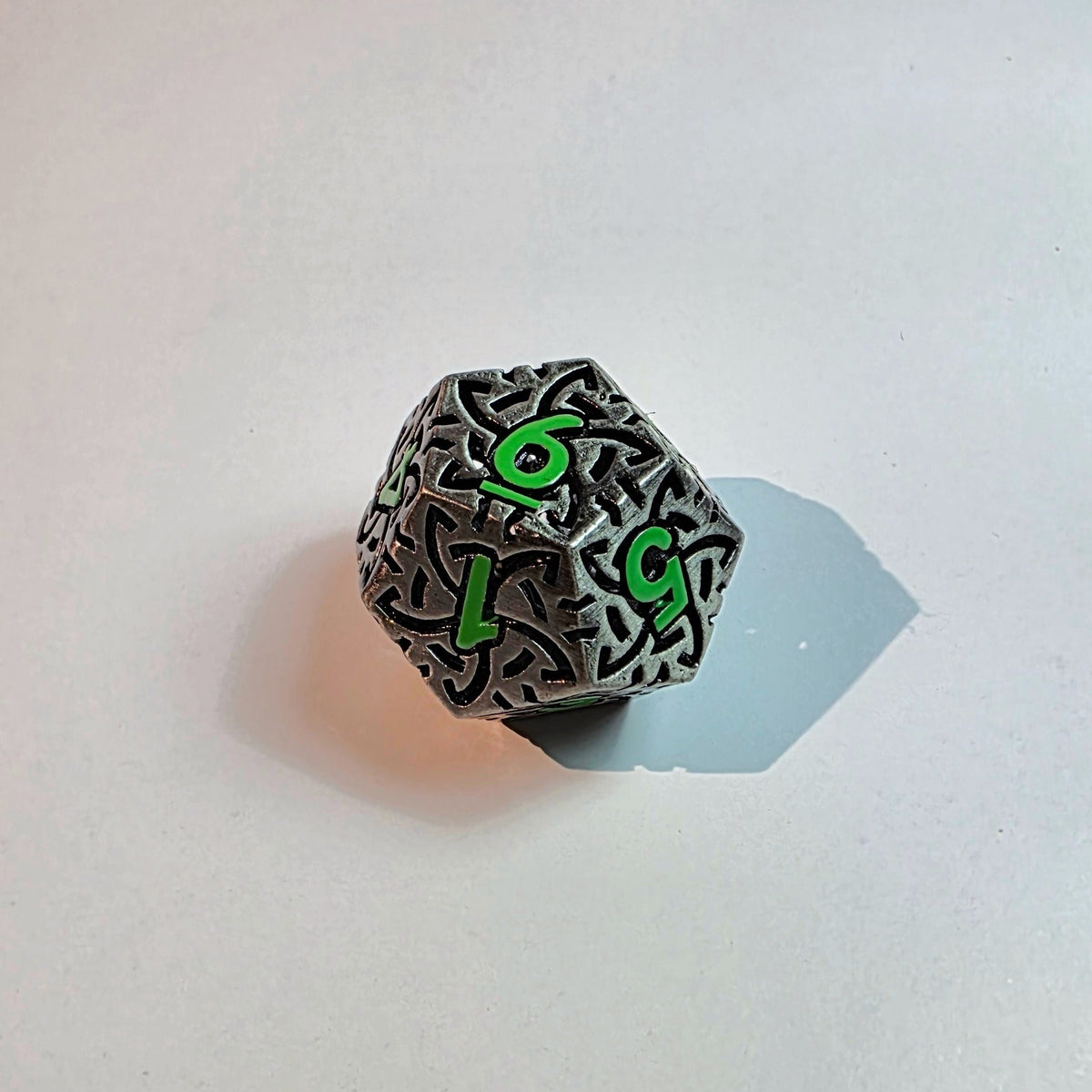 Celtic Knot Green Hollow Metal Dice Set