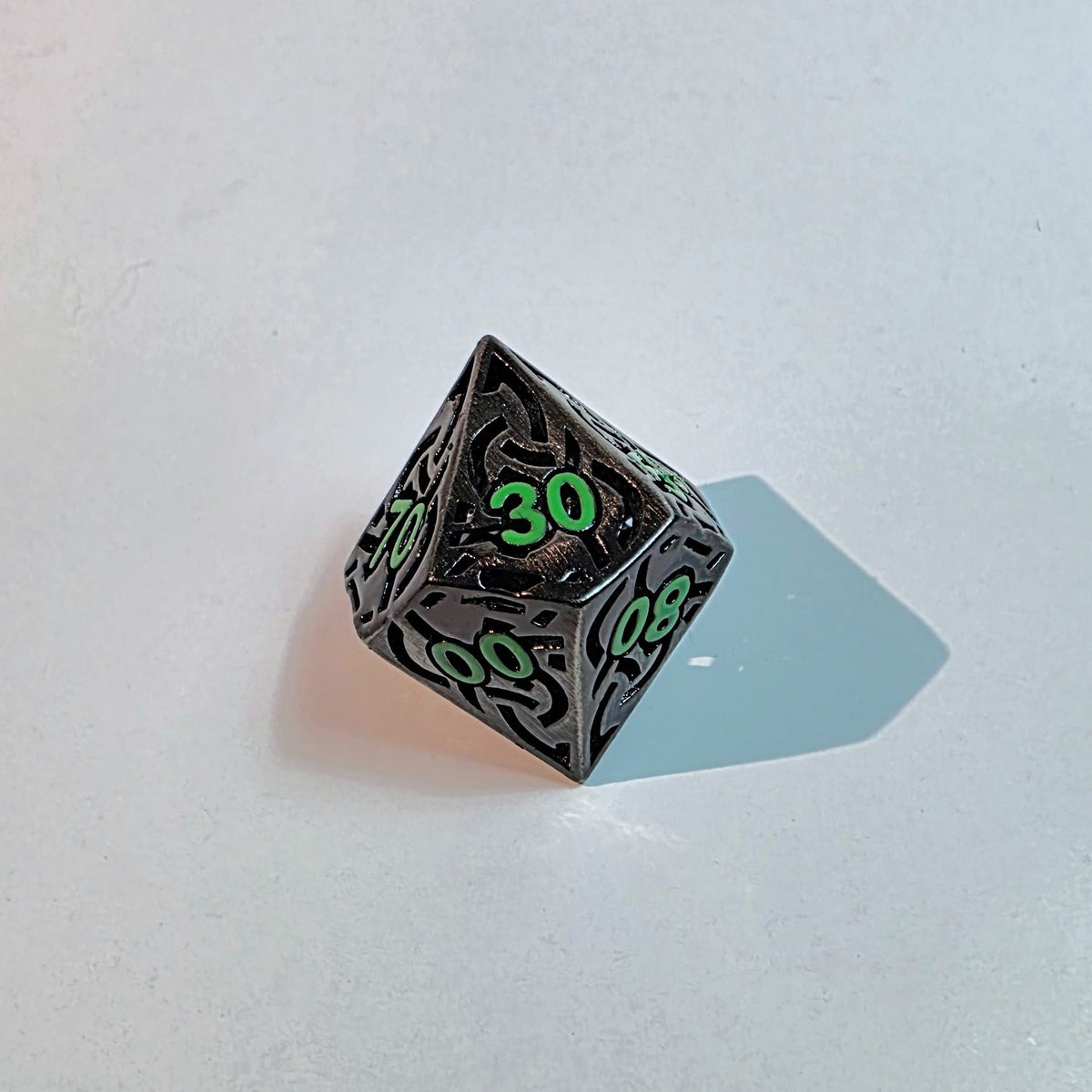 Celtic Knot Green Hollow Metal Dice Set