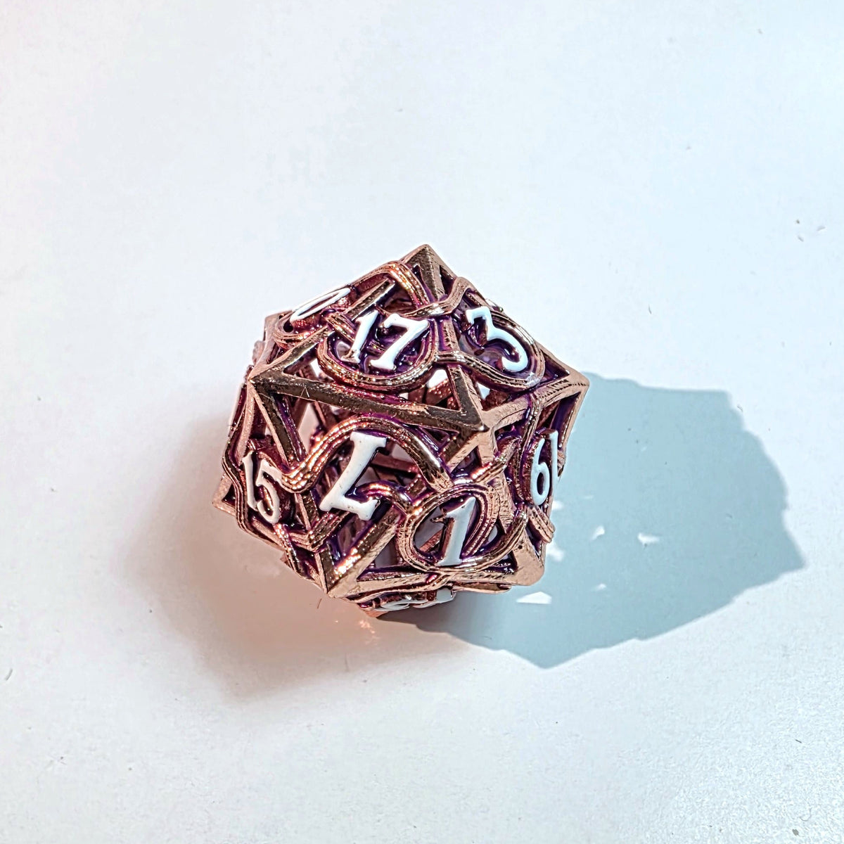 Rose Gold Elemental Hollow Metal Dice Set