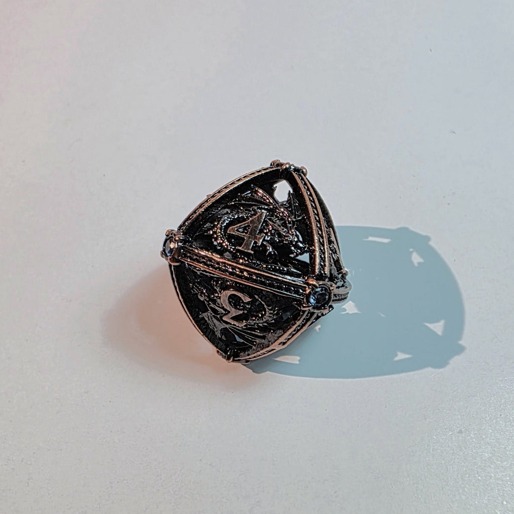 Brass Sapphire Dragoncrown Hollow Metal Dice Set
