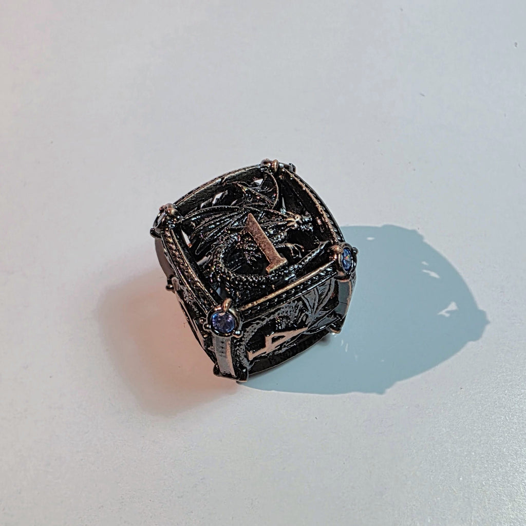 Brass Sapphire Dragoncrown Hollow Metal Dice Set