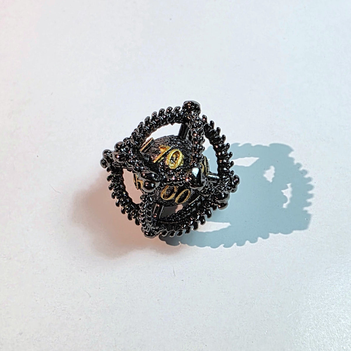 Dragon Egg Black Gold Hollow Metal Dice Set
