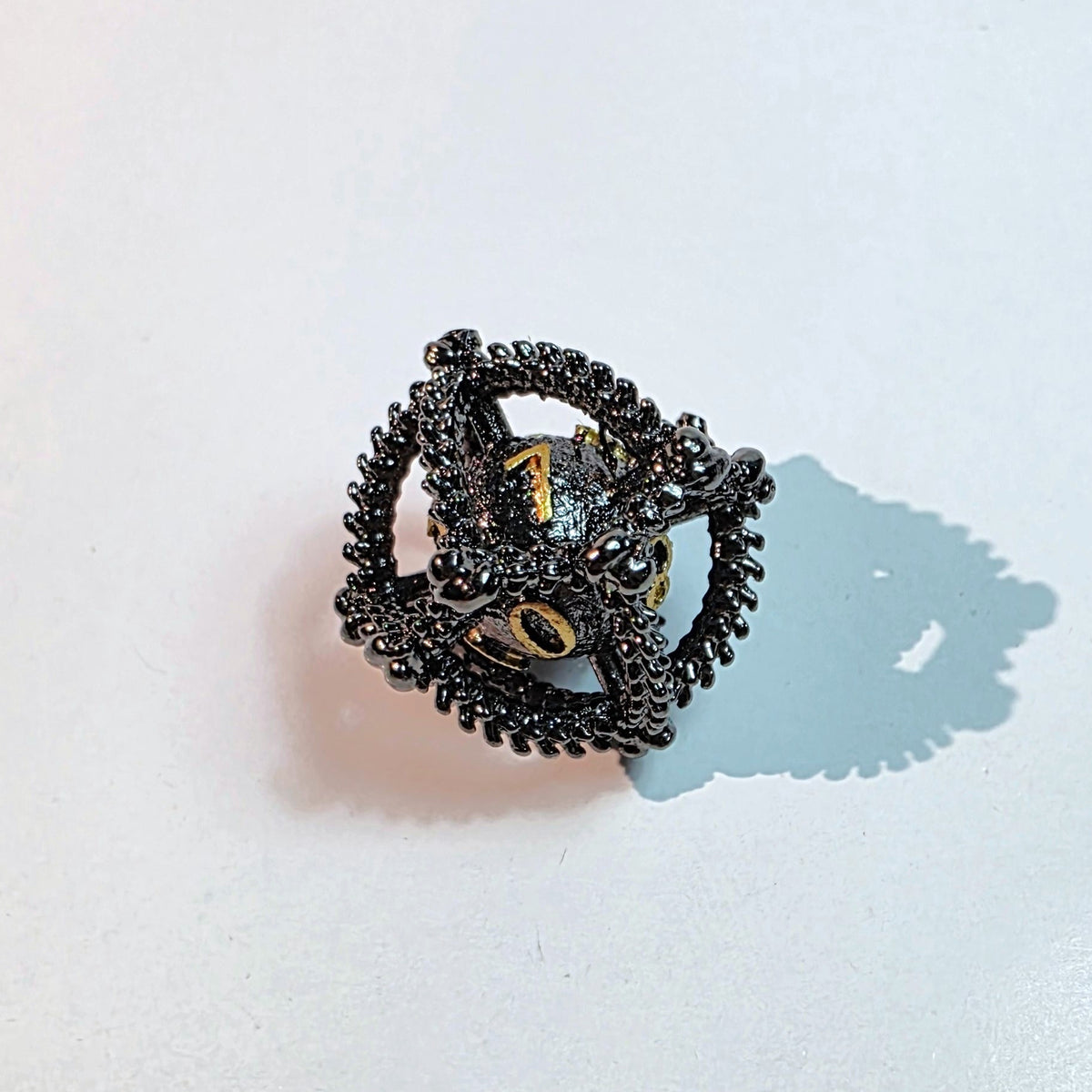Dragon Egg Black Gold Hollow Metal Dice Set