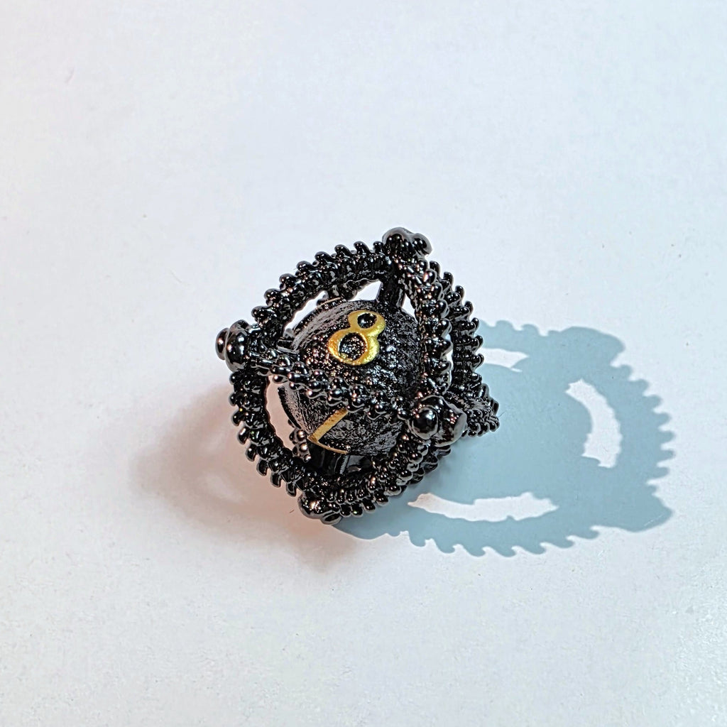 Dragon Egg Black Gold Hollow Metal Dice Set