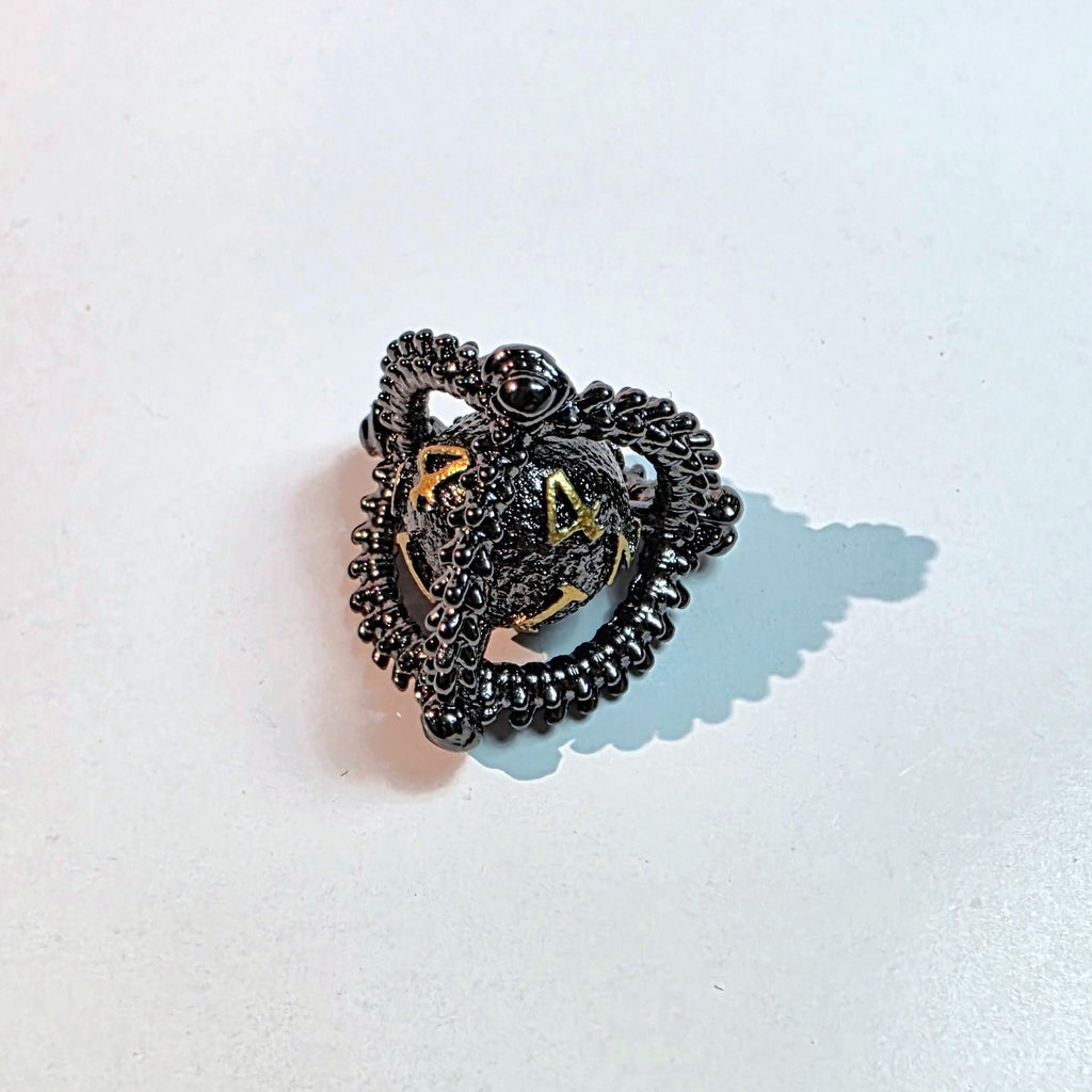 Dragon Egg Black Gold Hollow Metal Dice Set