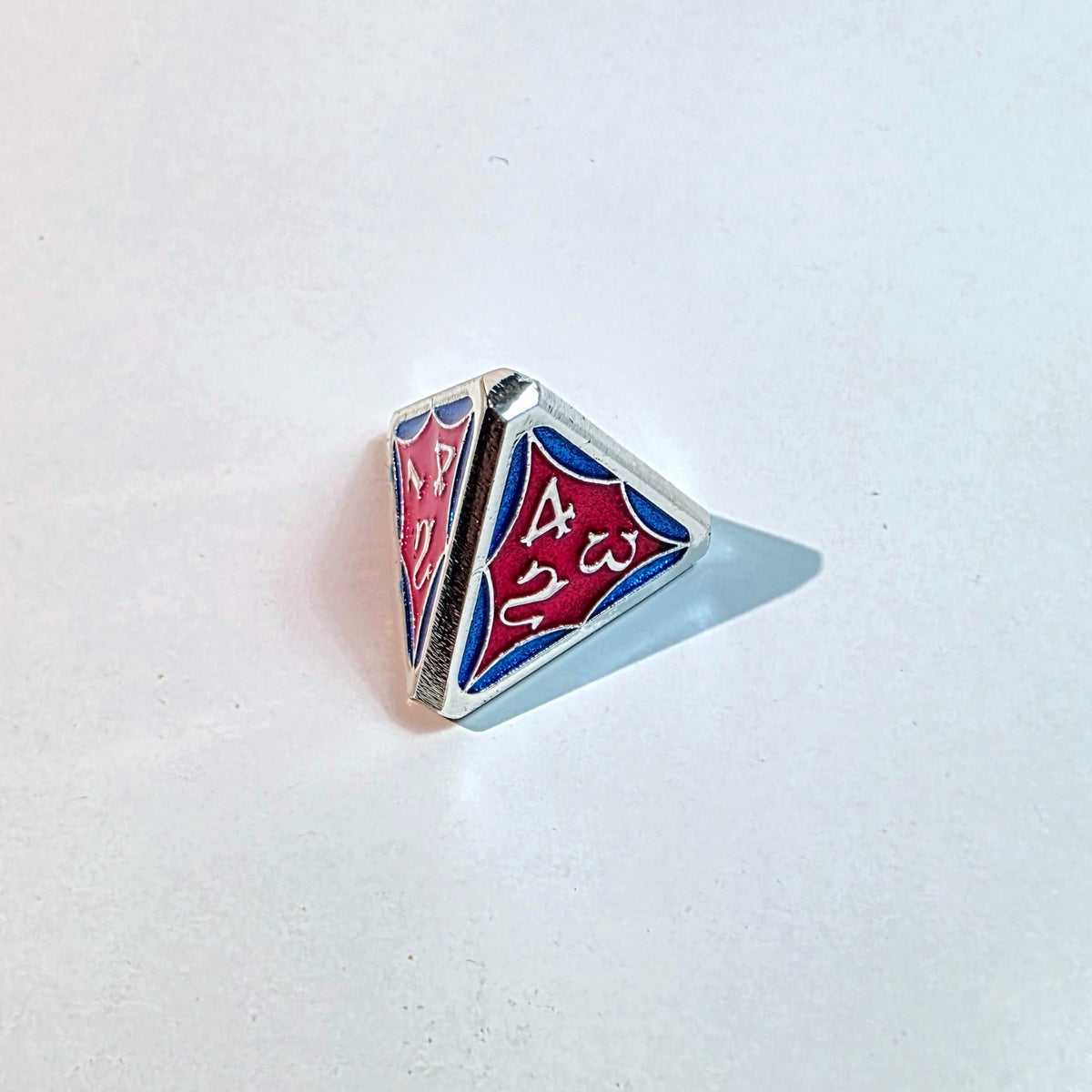 Red Blue Spiderweb Solid Metal Dice Set