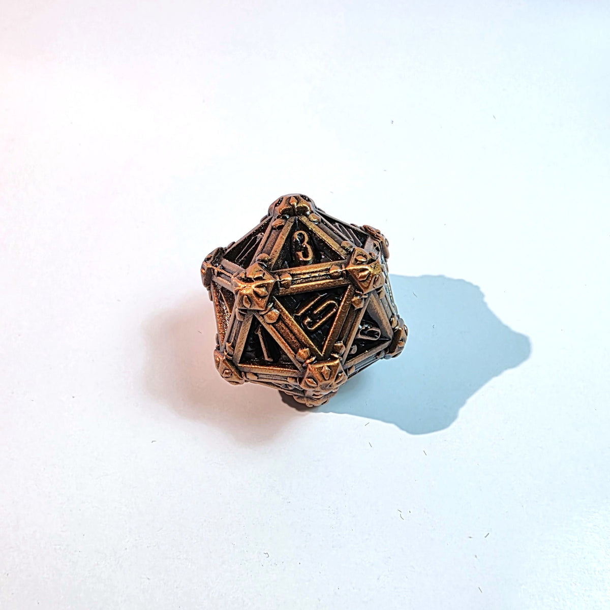 Deathmask Antique Gold Solid Metal Dice Set