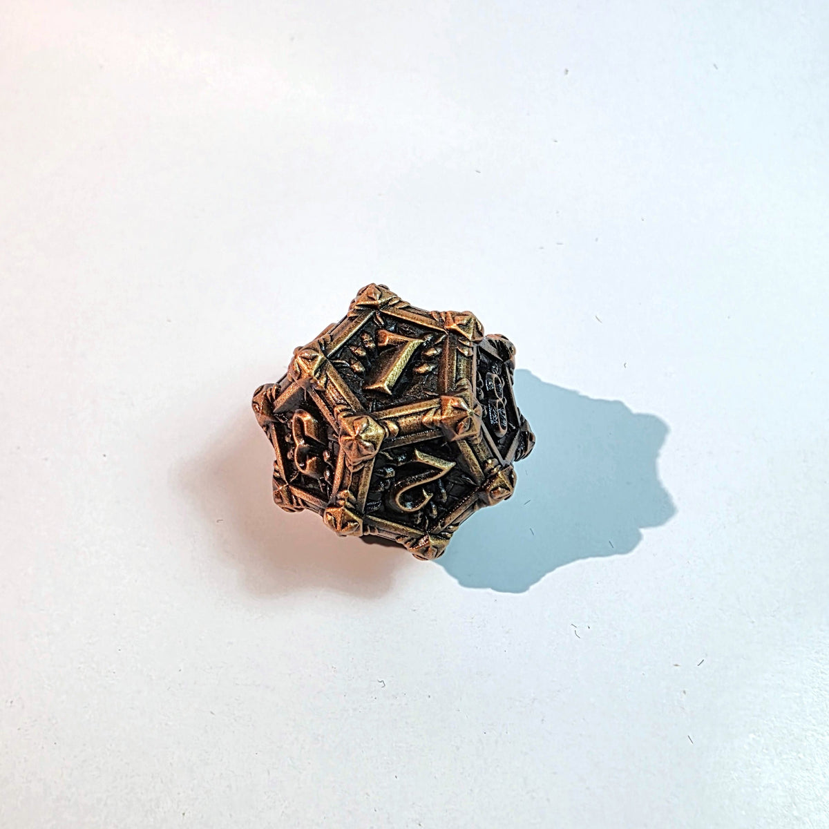 Deathmask Antique Gold Solid Metal Dice Set