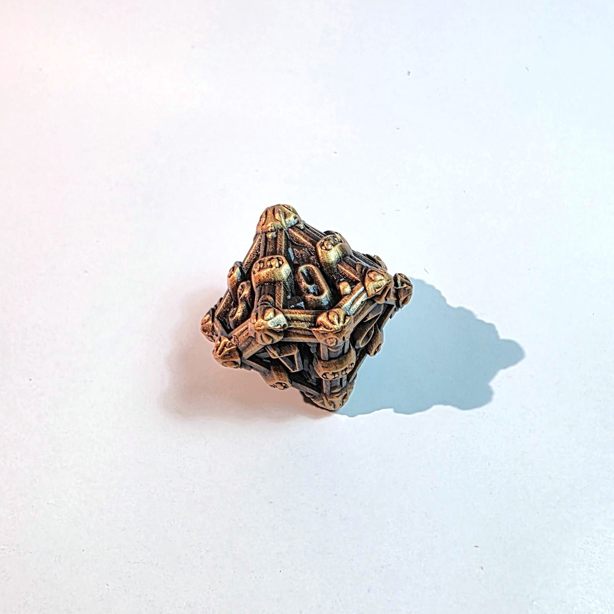 Deathmask Antique Gold Solid Metal Dice Set