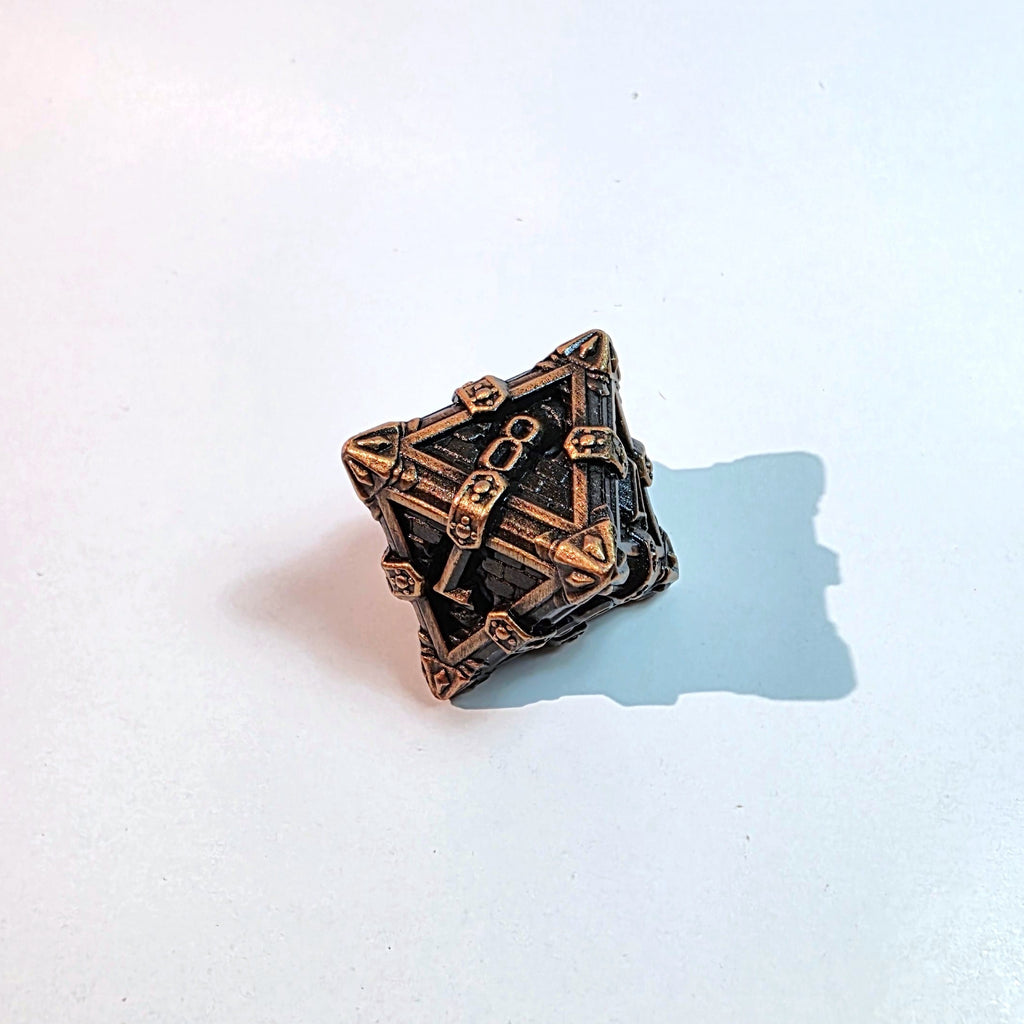 Deathmask Antique Gold Solid Metal Dice Set