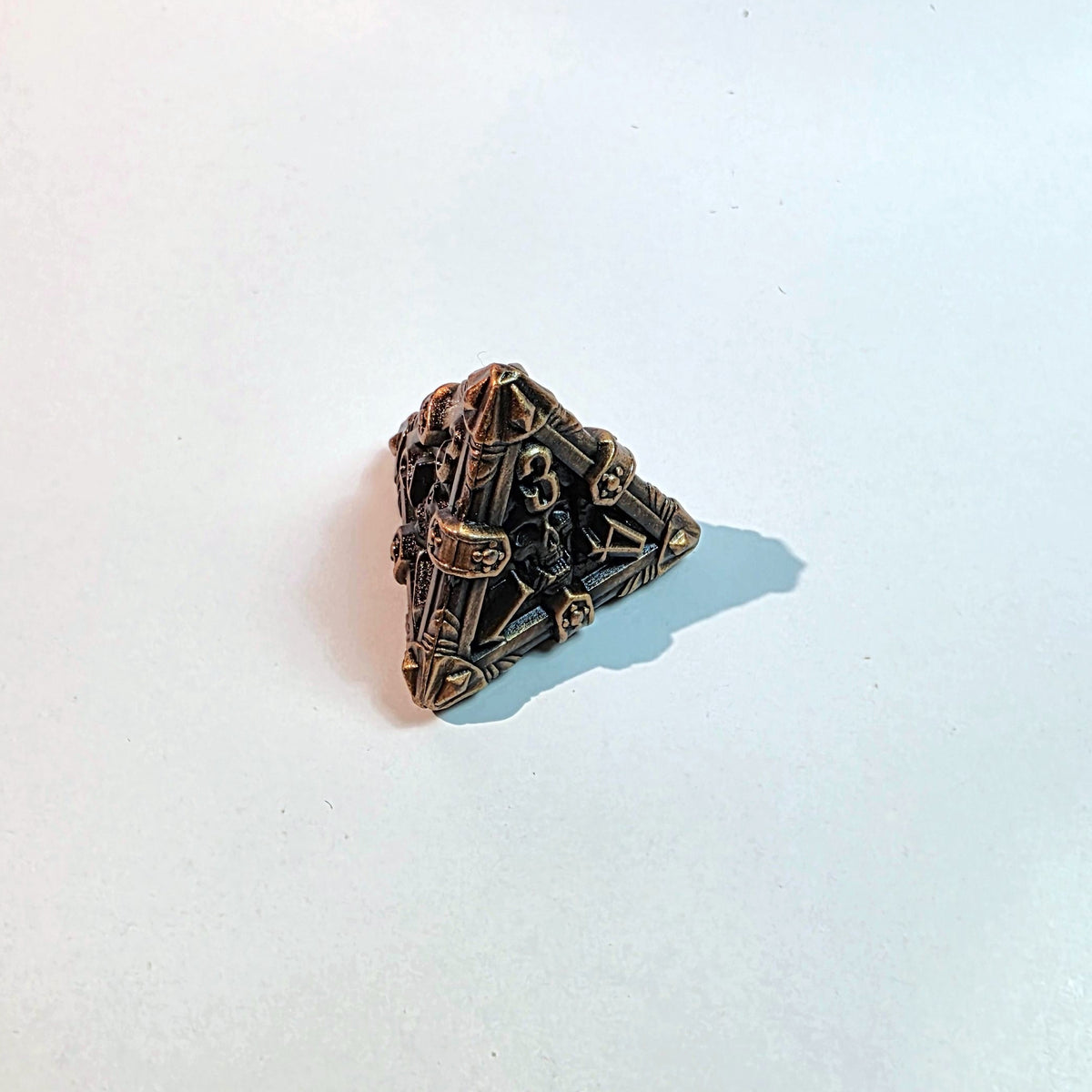 Deathmask Antique Gold Solid Metal Dice Set