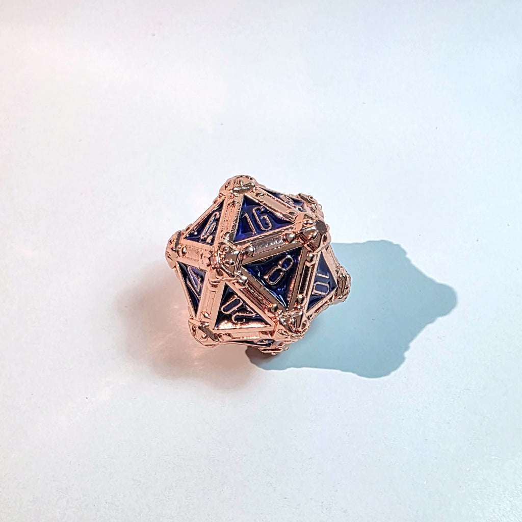 Deathmask Copper Blue Solid Metal Dice Set