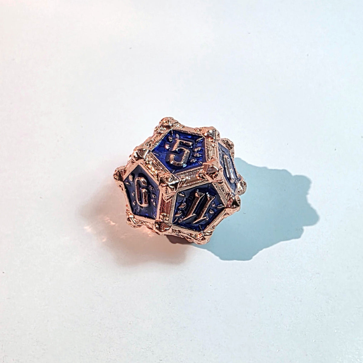 Deathmask Copper Blue Solid Metal Dice Set