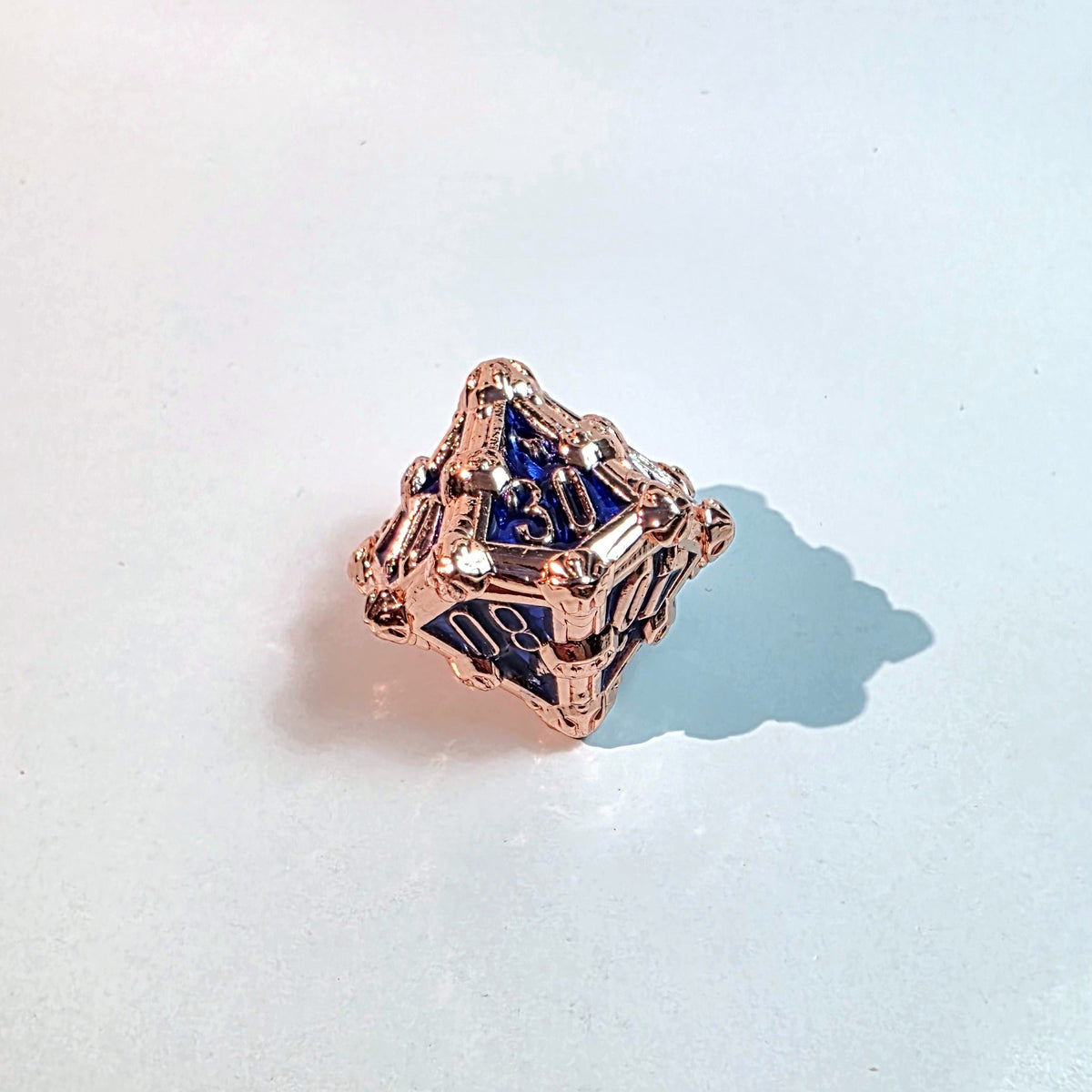 Deathmask Copper Blue Solid Metal Dice Set