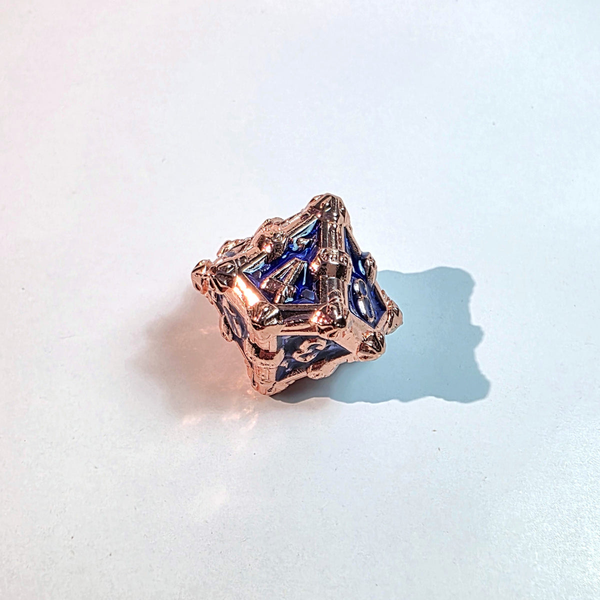 Deathmask Copper Blue Solid Metal Dice Set