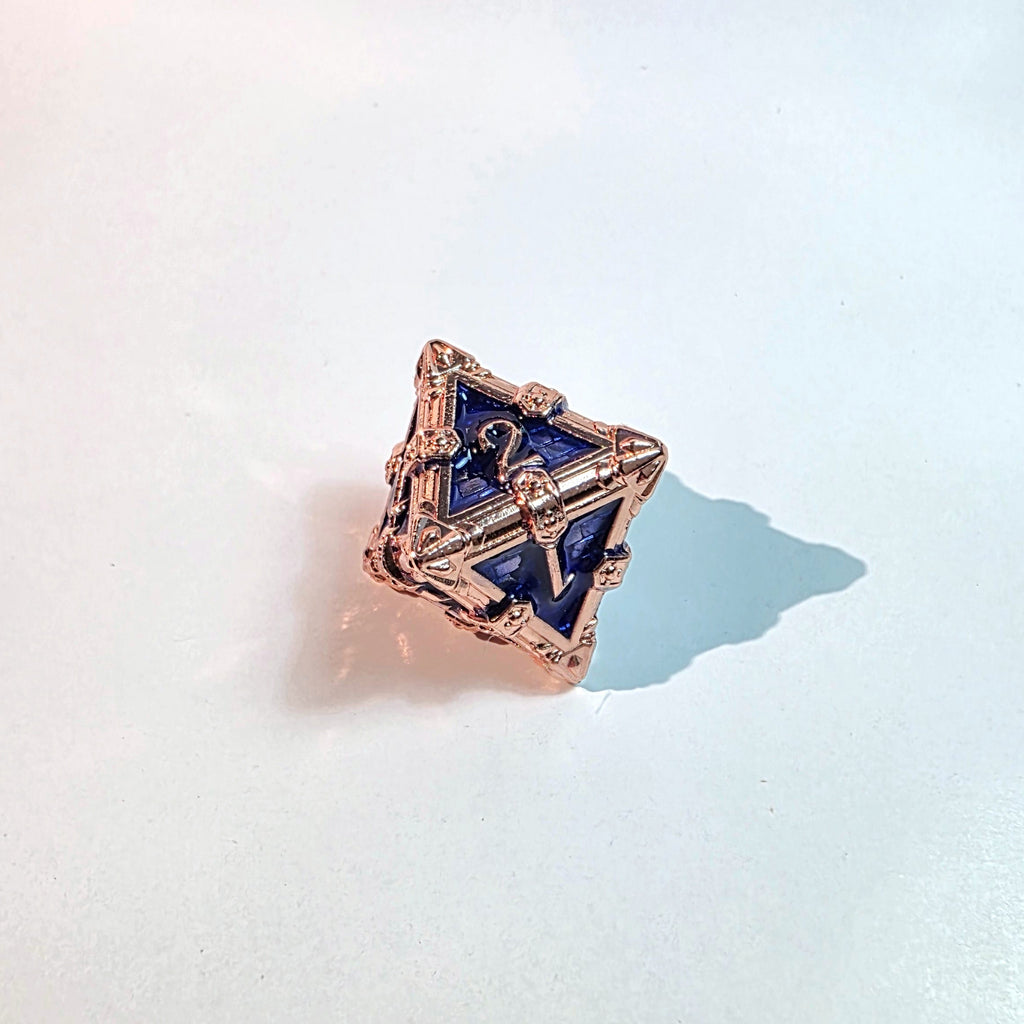 Deathmask Copper Blue Solid Metal Dice Set