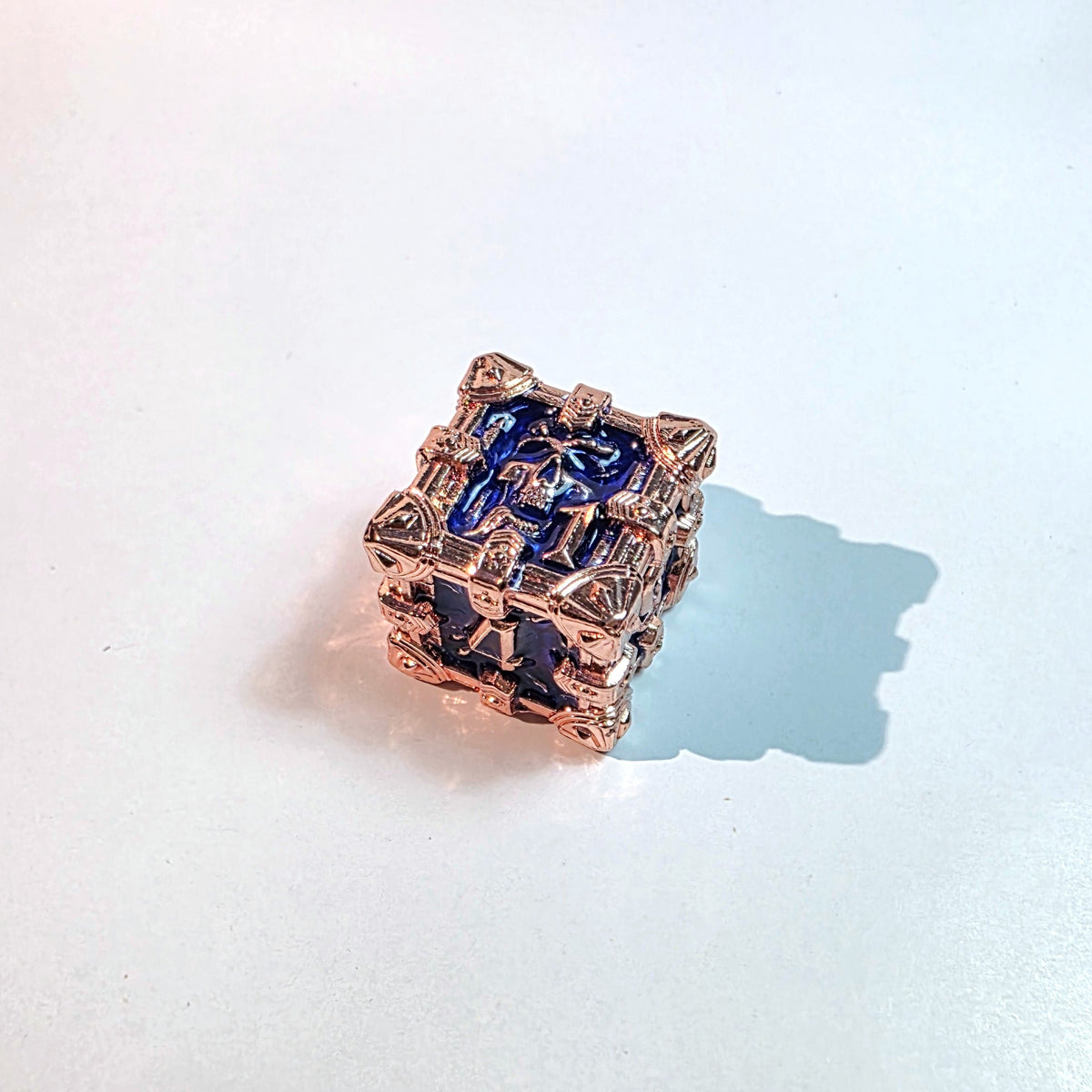 Deathmask Copper Blue Solid Metal Dice Set