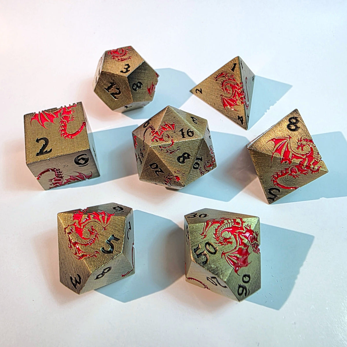 Red Dragon Flight Solid Metal Dice Set