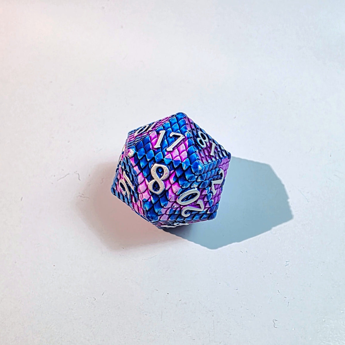 Blue Purple Scales Solid Metal Dice Set