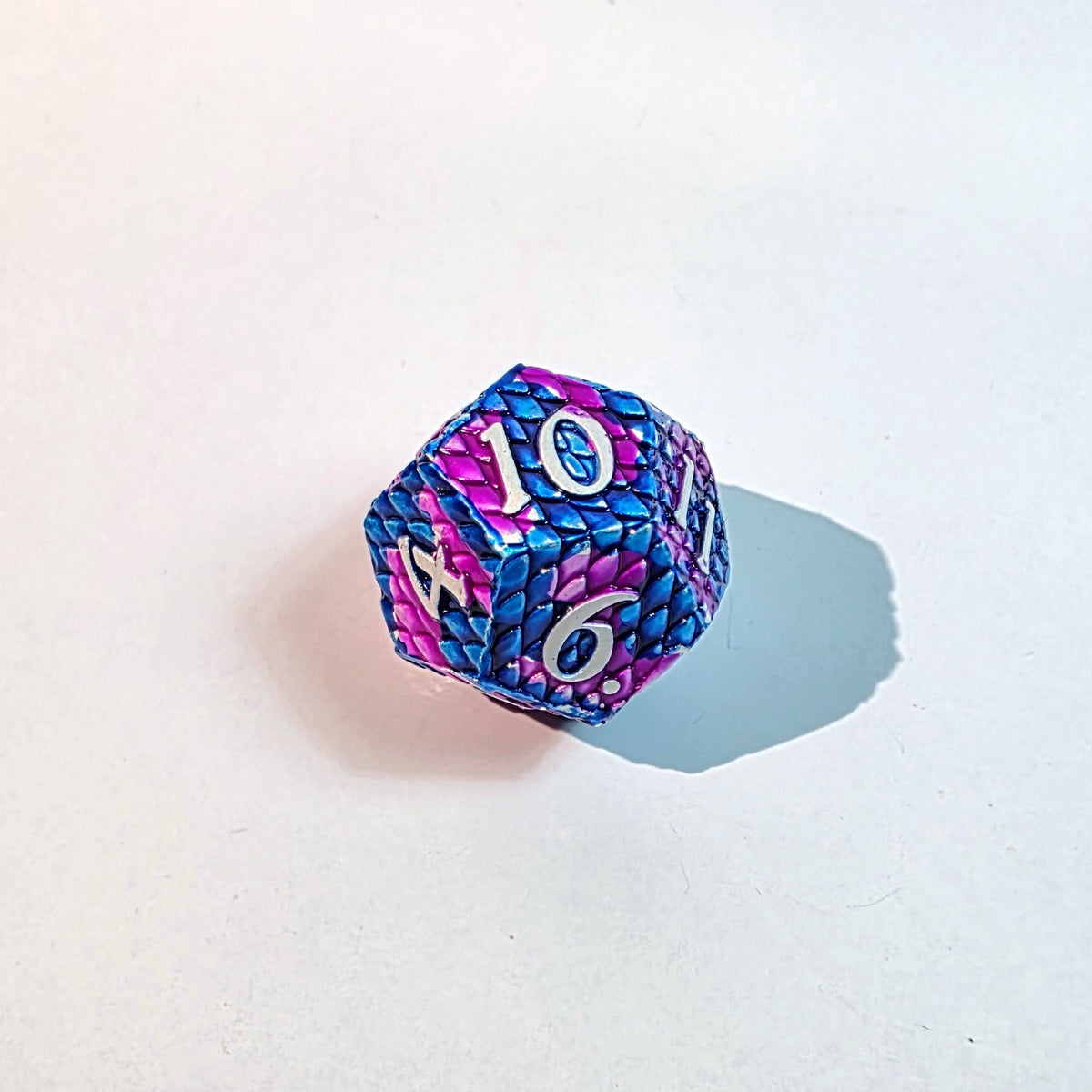 Blue Purple Scales Solid Metal Dice Set