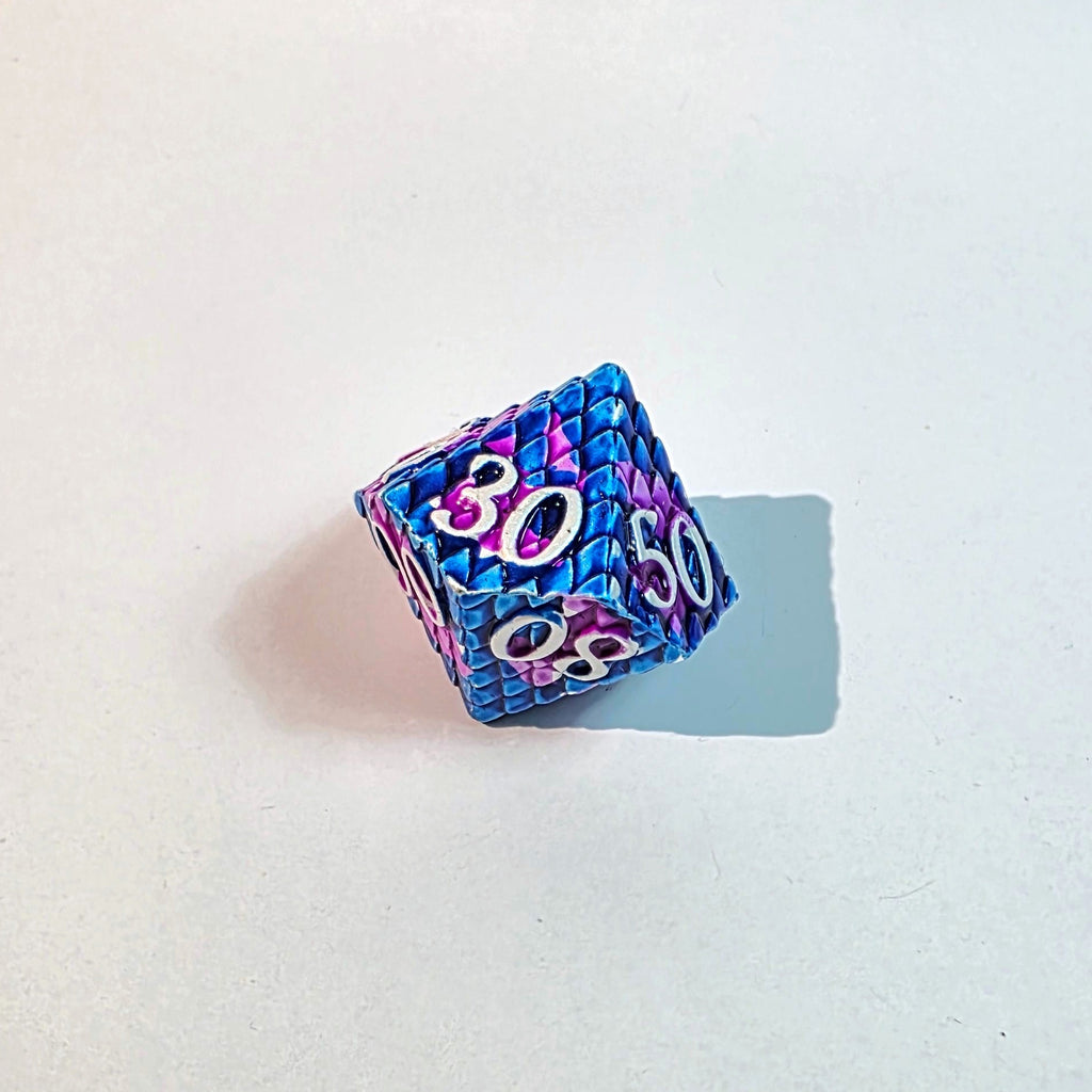 Blue Purple Scales Solid Metal Dice Set