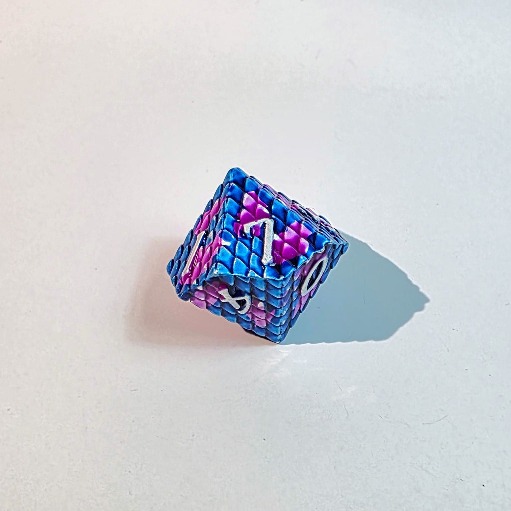 Blue Purple Scales Solid Metal Dice Set