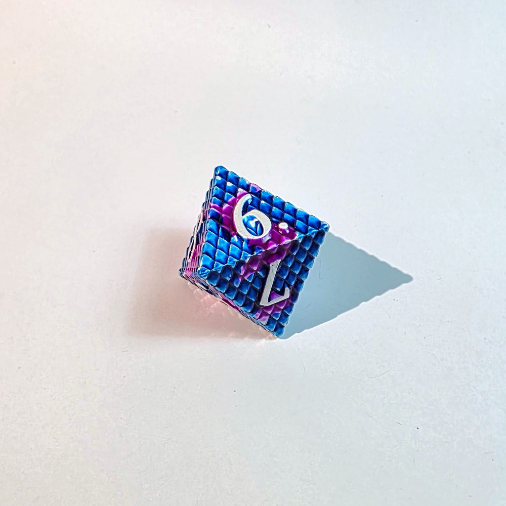 Blue Purple Scales Solid Metal Dice Set